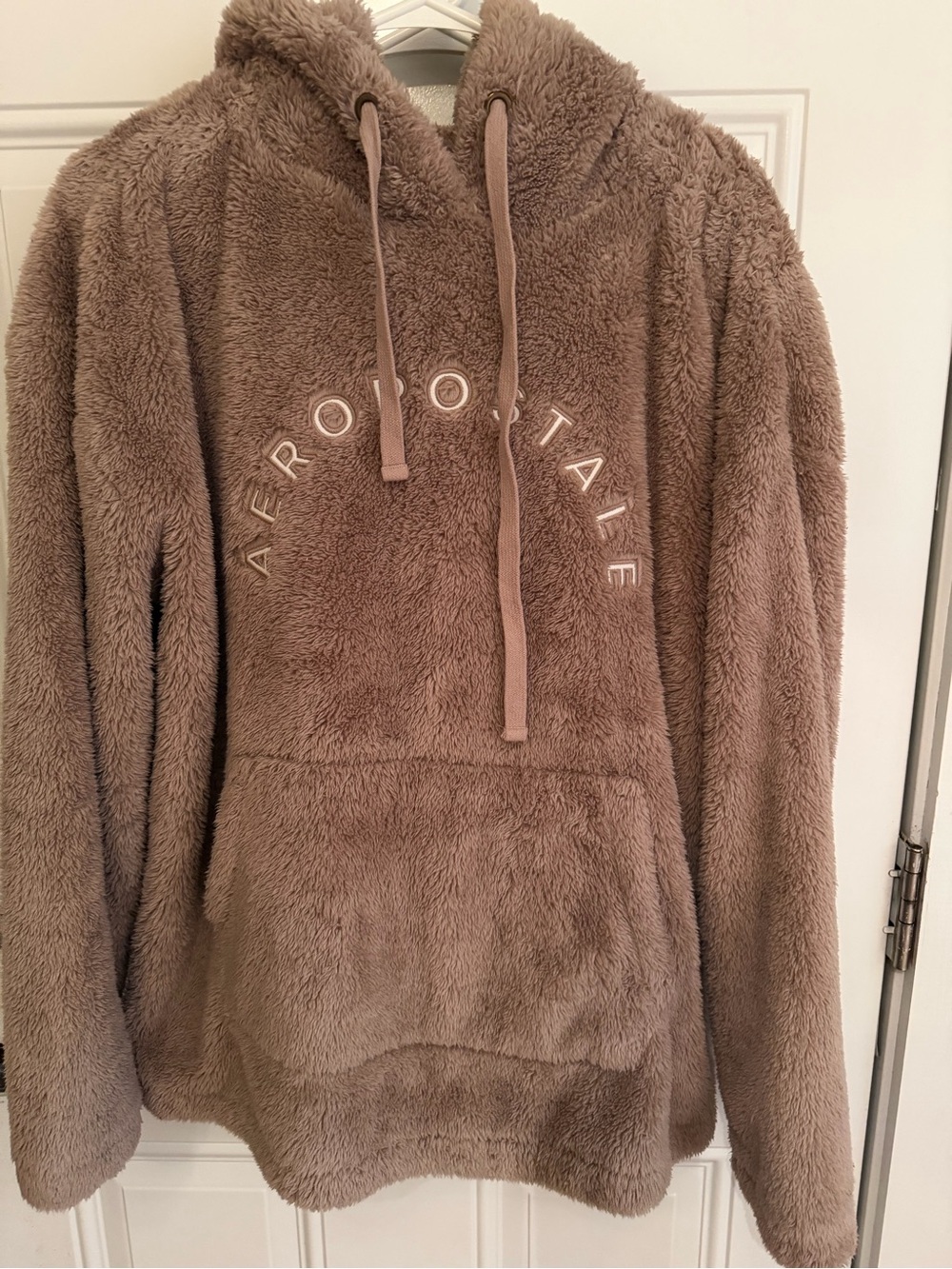 Aeropostale Plush Sherpa Hoodie - Taupe Brown